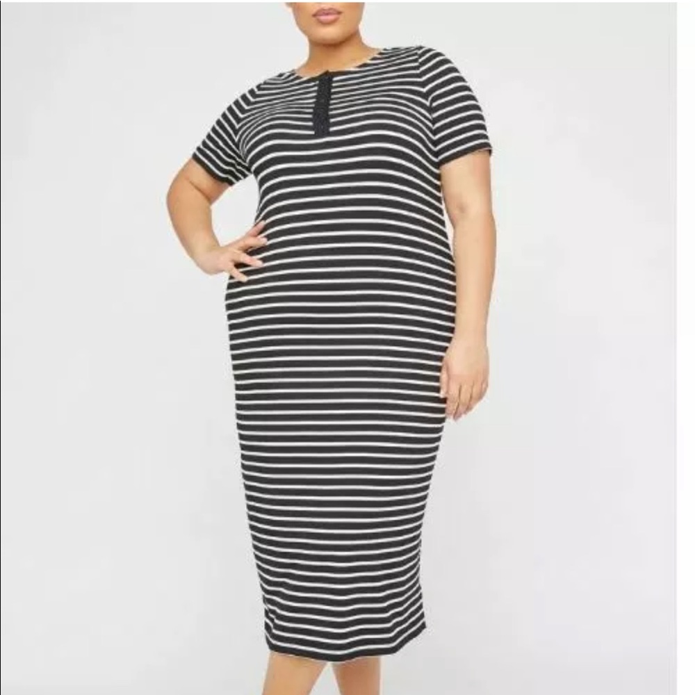 NWT Catherines Stripe Hidden Grove Stretch Dress U26